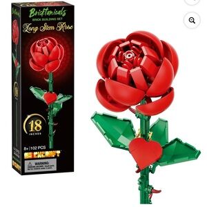 Brickcraft Red Long Stem Rose Brick Building Kit (102-Plastic Piece Set)